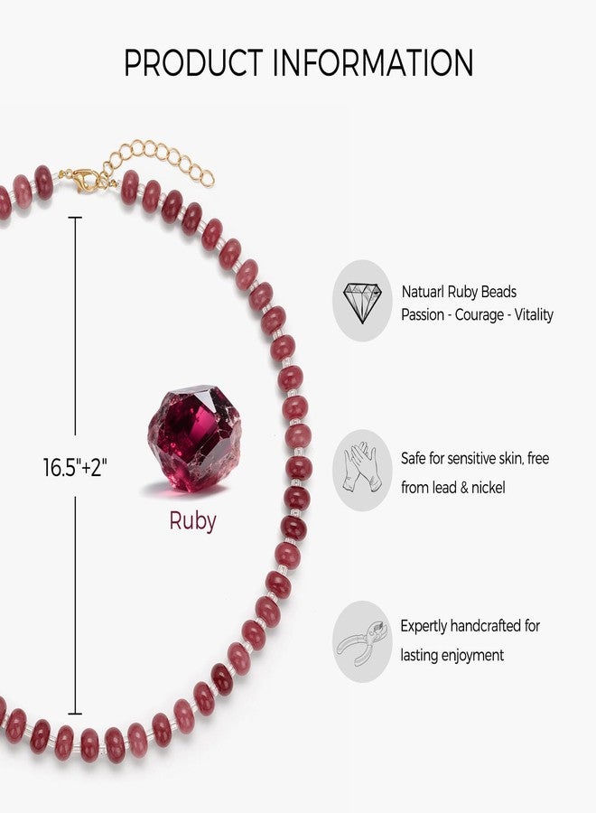Raicegs Ruby Gemstone Beaded Necklace for Women Natural Stone Bead Choker Necklace Handmade Boho Summer Jewelry for Beach - Image 3
